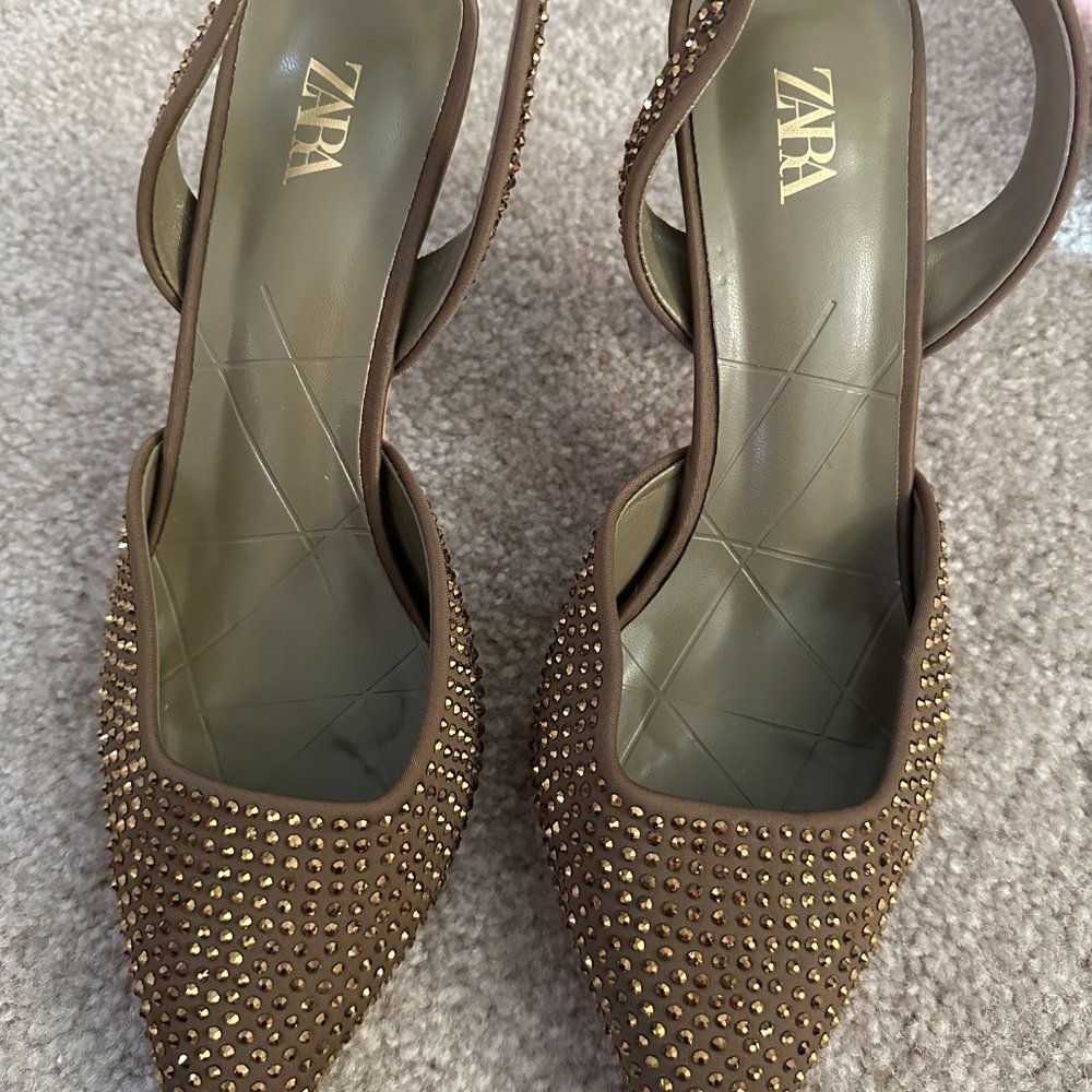 ZARA Gold Sparkly High Heels